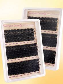 240pcs 30D+40D+50D/60D+80D+100D Mixed Plush Eyelash Extension Set, Individual Eyelash Extension Pieces For Length, Volume And Curl, 10-16mm Mixed Tray Lashes, Wedding Bridal Makeup Tools, Black Eyelash Extension Set, Large Capacity Personal Eyelash Extension Book, Suitable For Home Use, Black Single Cluster Lashes For Daily Makeup, Upgraded Gift Box Eyelash Clusters, Eyelash Clusters, Single Lashes, False Eyelashes - View 4