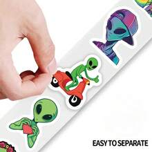 500 Sheets/Roll Of Exquisite Alien Cartoon Roll Stickers DIY Decoration Notebook Phone Case Envelope Skateboard Stickers - Multicolor - View 4