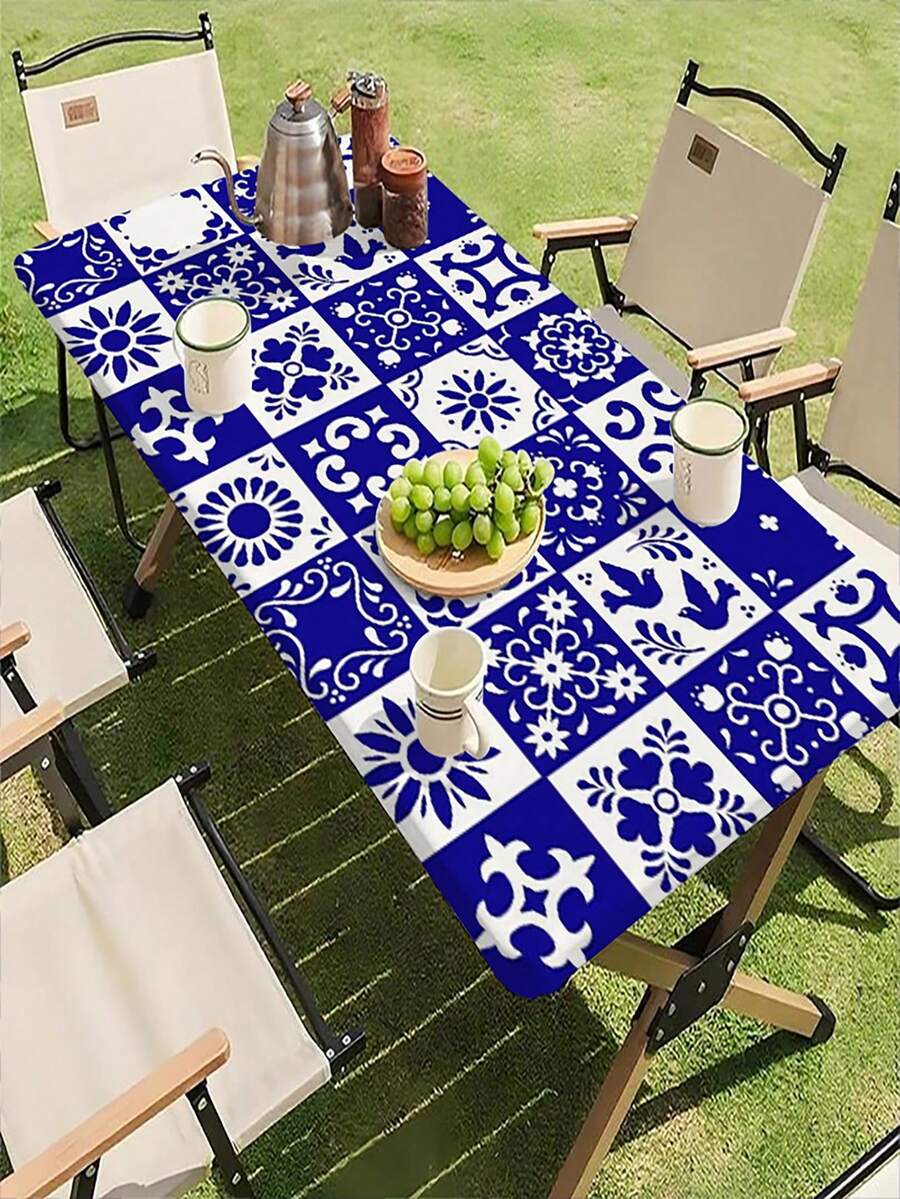 1 buah Taplak Meja Elastis Luar Ruangan, Desain Bermotif, Cocok Untuk Dapur, Ruang Makan, Aktivitas Luar Ruangan, Piknik, Berkemah, Pesta di Halaman, Pesta Ulang Tahun, Perlengkapan Dapur, Dapat Dicuci dengan Mesin - A - View 1