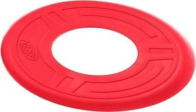 Dog Atomic Flyer Outdoor Dog Toy, 10 Inch Flying Disc Dog Fetch Toy, Rubber Dog Toy For Medium Dogs And Large Dogs, Red