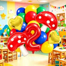 Cute Mushroom Number Balloon Set, Includes Red Number Balloons, Mushroom Balloons, Heart Balloons And Latex Balloons, Suitable For Mushroom Theme Birthday Party Decoration, Fairy Tale Theme Party And Other Occasions - View 17