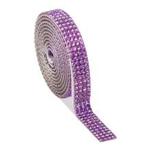 Rollo de tira autoadhesiva de strass todo en uno de 8 colores, cinta de lentejuelas de cristal brillante, adecuada para interior de coche, vaso, funda de teléfono, decoración de manualidades DIY - 4 filas, 1 yarda de ancho - Ver 10