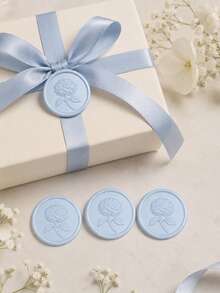 20/30/50/100pcs Hydrangea Wax Seal Stickers, Wedding Invitation Envelope Seal, Self-Adhesive Wax Seal Stickers, Suitable For Wedding Invitations, Valentine's Day, Party Invitations, Gift Packaging - Hydrangea--light Blue - View 3