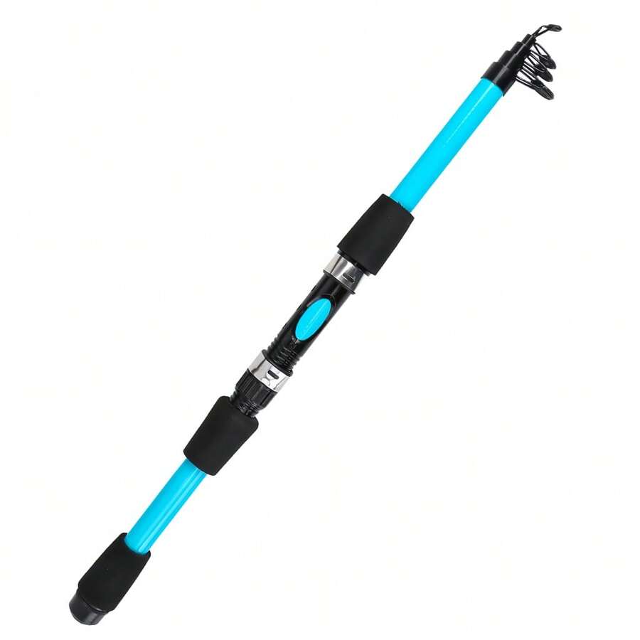 KecchKrezing New Glowing Blue Telescopic Fishing Rod With EVA Handle, Suitable For Bass And Carp Fishing In Lakes And Streams, Travel And Camping Gear