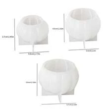 3 Stücke/Set Große, mittlere, kleine Kürbis-förmige Silikon-Kerzenformen - DIY handgemachte Gieß-Kürbis-Duftkerzenformen, Halloween-Party-Dekoration, Heimdekoration, Kunstgeschenk Gips-Ornament Harz-Formen - Weiß - Übersicht 2