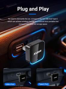 XUDA 2026 新款 2-in-1 無線 CarPlay / Android Auto 超迷你轉接器，2.4-5.0 GHz WiFi6 車載轉換器，有線轉無線，快速自動連接智能盒，無延遲，緊湊設計，時尚便攜，小巧精緻，附 USB/USB-C 接口，免電池 - D - 查看 5