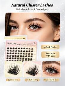 MKHLINA Single Cluster False Eyelashes DIY Eyelash Extensions C/CC/D Curl 8-18mm Mixed Length Fine Natural Look Segmented False Eyelashes Ultra-Thin Eyelash Stem Reusable Beginner-Friendly Daily Makeup Use (F14) - C/D 混合 - 查看 6