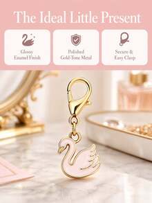 Swan Theme Keychain, Bag Charm And Key Ring, Perfect As Back To School Gift, Birthday Gift And Holiday Decoration. Bag Charm Packaging - Multicolor - View 3