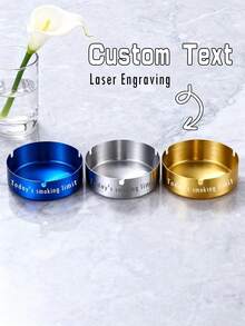 Custom Engraving Name Stainless Steel Ash Tray, Personalized Engraved Text Ashtray, Customized Cigar Ashtray, Customizable Ashtray For Outside Patio - Multicolor - View 2