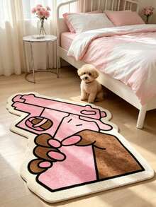 1 pieza Alfombra decorativa con forma de pistola rosa de cachemira sintética, alfombra de sala de estar, felpudo de puerta, felpudo de puerta exterior, alfombra de cocina, decoración del hogar, felpudo de puerta principal, alfombra de área pequeña, alfombra exterior, decoración del hogar, alfombra de área, alfombra de jardín, alfombra lavable - Multicolor - Ver 2