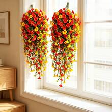 12Pcs Orange Artificial Hanging Morning Glory Vine, Realistic Fake Floral For Fall, Thanksgiving & Halloween Decor, Weatherproof Fake Flower For Indoor Outdoor Wall Porch Garden Home Ornament - Orange - View 9