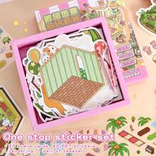 1 Set 60pcs Scene Stickers, Includes 40pcs Materials, 20 Scenes, Miniature Scene Sticker Box, Easy To Store, Mini House Stickers, Suitable For Decoration Stickers, Creative Self-Adhesive House Stickers, Decorative Stickers - Multicolor - View 7