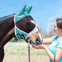 1pc Breathable Mesh Adjustable Horse Fly Mask With Ear Covers Anti Mosquito Insect Sun Protection Equine Face Cover - View 7