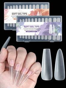 240/50pcs Soft Silicone Press-On Nail Clips, Matte Full Coverage Press-On Nails, Pointed Nails, Coffin Nails, Press-On Nails, Girls Women Nail Art DIY Nail Supplies - Multicolor - View 2