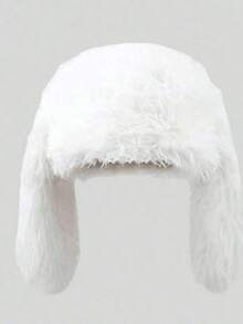 Un sombrero de pescador de mujer de unicolor, lindo con orejas de conejo largas, cálido y versátil, adecuado para actividades al aire libre en otoño e invierno. - Sombrero de pescador - Ver 14