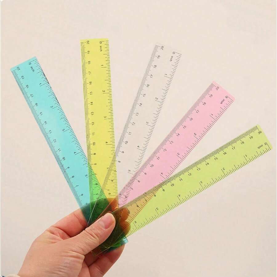 透明プラスチック定規、クリエイティブ文房具定規、学生用測定定規ツール、カラフルな定規、学校用品、新学期、定規 - 透明定規 - チェックする 1