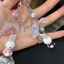 MIFFY 1pc Keychain, Mini Rabbit Pendant, Backpack Charm, Phone Case Decoration, Cute Bag Accessory, Gift For Girls - Multicolor - View 7