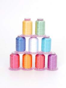 Set di 9 colori di filo per ricamo da 550 yarde, filo per ricamo a macchina multicolore e lucido, filo per ricamo in poliestere, filo decorativo per cucito, adatto per macchina da ricamo, riparazione di abbigliamento, forniture per cucito fai-da-te - multicolore - Visualizzare 7