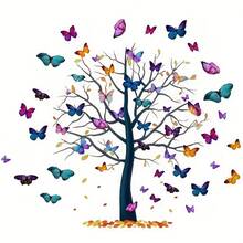 Beautiful Butterfly Tree Wall Decal, Self-Adhesive Removable PVC, Perfect For Your Living Room, Bedroom, Study, Home Decor, Living Space - Multicolor - View 5