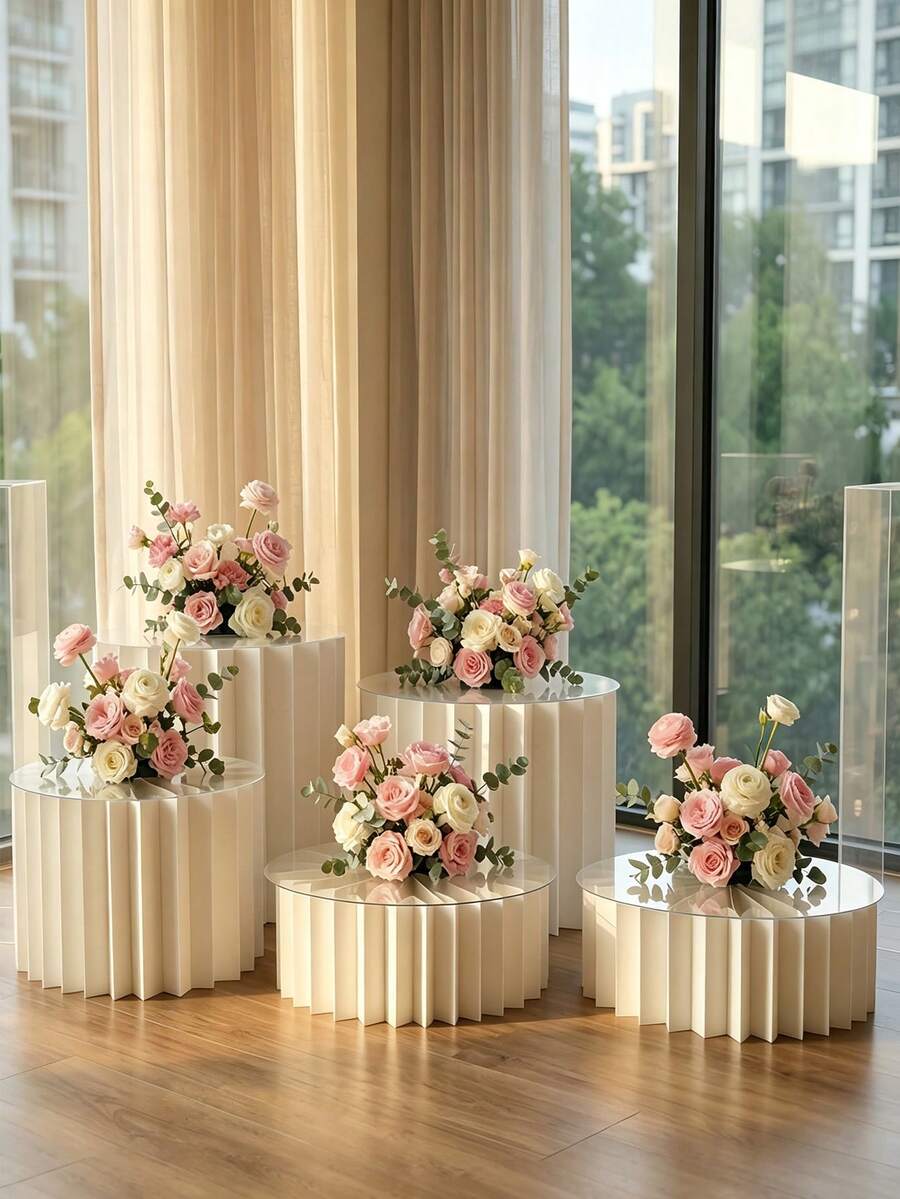 Foldable Paper Display Stand And Panel Set, Birthday Party Display Stand Base, Suitable For Valentine's Day, Wedding, Event, Tabletop Centerpiece Decoration, Reusable, Easy To Install, Lightweight, Party Supplies - Multicolor - View 1