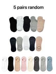 5 pares de calcetines invisibles para mujer, calcetines cortos transparentes, cómodos y transpirables, colores aleatorios - Multicolor - Ver 7