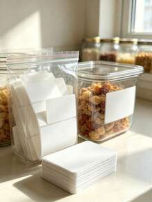 100 piezas Etiquetas de papel para alimentos en blanco, impermeables y autoadhesivas, pegatinas para cocina y despensa para frascos - 60*40 mm - Ver 4