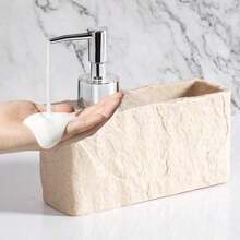 Marble Texture Shale-Feel Kitchen Dispenser Set, Includes Refillable Dish Soap And Hand Soap Liquid Bottles, Liquid Products And Cleaning Sponge Desktop Storage Box - A - View 6