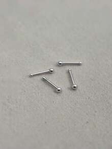 4pcs/Set New 925 Sterling Silver Earrings For Pierced Ears, Pure Silver Sleeping Earrings, Wear All The Time For Ear Piercing Care - Antique Silver - View 6