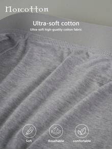 Norcotton 1pc Men's Solid Color Pure Cotton Boxer Briefs - Light Grey - View 6