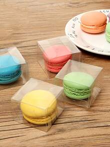 50pcs Clear Macaron Boxes, Candy Boxes, Gift Boxes, Individual Transparent Packaging, Suitable For Mini Candy/Cake/Chocolate Snacks, Halloween, Christmas, Wedding Party, Valentine's Day, New Year - Multicolor - View 4