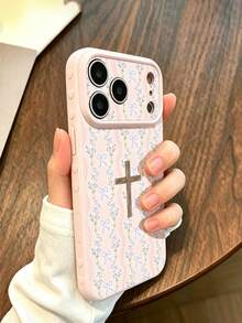 WeiMi 1pc Minimalist Pink Bow & Cross Pattern Fashion Cute Side Heart Anti-Drop Premium Soft TPU Phone Case, Suitable For Friends, Family, Couples, Yourself Birthday Gift, Holiday Gift, Compatible With IPhone 17/16/15/14/13/12/11/X/XR/XS MAX/For Galaxy A56/55/A03S Series - Multicolor - View 2
