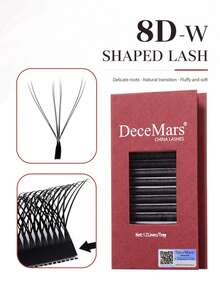 DeceMars 8D W Shaped Eyelashes Extensions C D Dd Curl 0.07mm Black 8-15mm 12 Rows One Tray - View 2