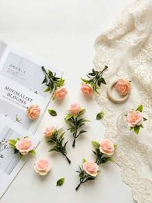 10/20pcs Artificial Roses, Flocked Material Soft Touch 10cm/4in, Suitable For Wedding Decor, Bridal Bouquet, Home Decor, Anniversary, Birthday Party, DIY Crafts, Floral Centerpiece, Party Backdrop, Outdoor Garden Decoration - Rose - View 5