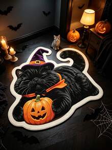 1pc Black Cat Pattern Doormat, Bathroom Mat, Bathroom Rug, Door Mat, Small Rug, Carpet, Floor Mat, Home Decor, Area Rug, Outdoor Mat, Home Decor, Area Carpet, Bedroom Rug, Washable Carpet - Multicolor - View 3