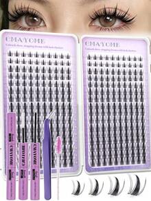 480/320pcs Fairy Style Cluster False Eyelashes, Cartoon Eyelash Extensions, Delicate Natural Invisible Eyelash Band, Waterproof, Home DIY Eyelash Extensions, Cluster False Eyelashes, Single False Eyelashes, Natural Style Vs. Voluminous Style - Multicolor - View 1