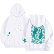 Whale Shark Hoodies For Teen Girls |   Ocean Graphic Preppy Sweatshirts Oversized Y2k Pullover Tops Long Sleeve Fall Outfits - #05 White - View 7