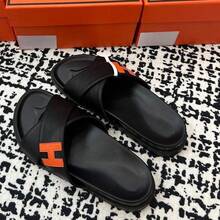 New H-Style Slippers, Couple Slide Sandals, Casual Single-Strap Slides For Outdoor Wear - 黑色 - 查看 3