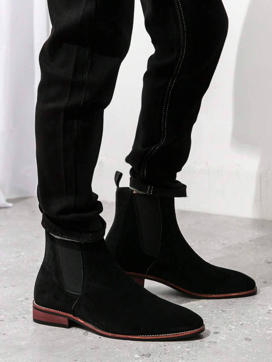 Evergreen Urban Chelsea Boots, Short Ankle Slip-On, Solid Color, No Zipper, No Lace-Up - Black - View 1