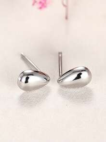 1 Pair Minimalist Stud Earrings, Women's Wedding Anniversary Accessory Gift - Silver - View 3
