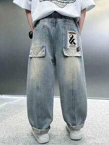 Boys' Denim Jeans Spring/Autumn 2026 New Style Loose Casual Straight Leg Long Pants - Light Wash - View 2