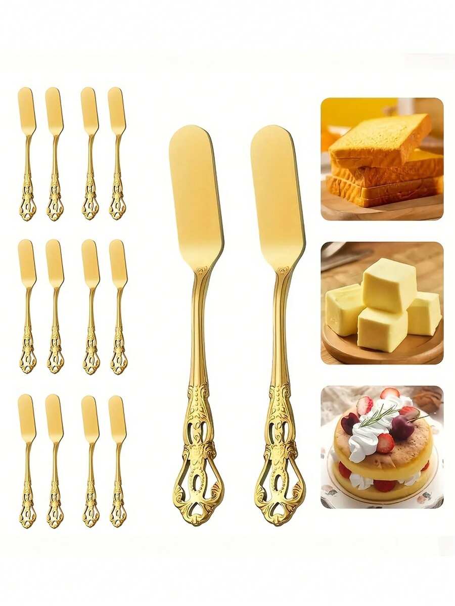 4/6pcs Elegant Stainless Steel Butter Knife Metal Jam Spreader Exquisite Handle Suitable For Breakfast/Sandwich/Peanut Butter/Cheese Kitchen Accessories