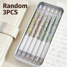 6 piezas de bolígrafos de gel retráctiles con patrón floral de 0.5mm de tinta negra de secado rápido, escritura suave para cuadernos y suministros de oficina, perfectos para la temporada de regreso a la escuela - flores - Ver 10
