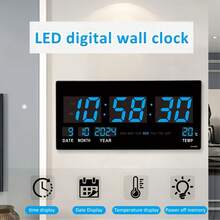 Large Digital Electronic Plug-In Wall Clock With Temperature, Time And Date Display, Electronic Clock With Power Failure Memory Function, Suitable For Living Room, Bedroom And Study Room Decoration Alarm Clock - 1PC - View 4