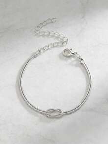 1/2pcs Couple Knot Bracelet Set, Stainless Steel Minimalist Thin Chain, Matching Couple Jewelry, Boyfriend Girlfriend Couples Valentine's Day Gift - Sl041 - View 5