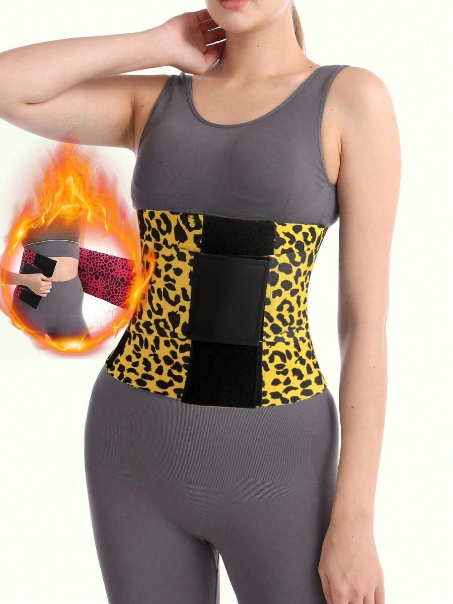 1pc Outdoor Sports Fitness Yoga Training New Leopard Print Waist Shaping Belt, Plastic Waist Cincher, Women's Elastic Waist Belt - Multicolor - View 1
