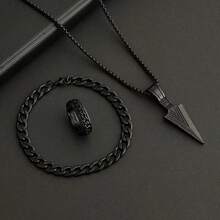 4 Pieces/Set, Stylish Men's Arrow-Shaped Design Alloy Pendant Necklace, Punk-Style Accessory Gift, Fashionable Design. - Multicolor - View 5