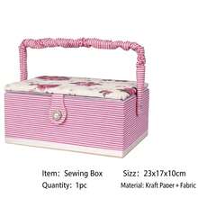 Floral Striped Sewing Basket, Fabric Sewing Accessories Storage Box,Portable Fabric Sewing Box With Handle, Multi-Size Storage Organizer For Sewing Accessories - Multiple Specifications - View 13