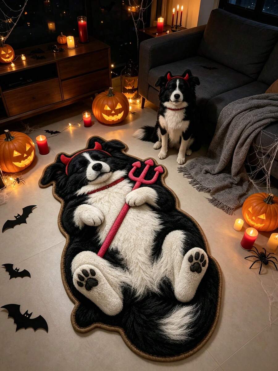 1pc Border Collie Puppy Floor Mat, Living Room Carpet, Rug, Area Rug, Small Area Rug, Mat, Home Decor, Large Living Room Carpet, Round Carpet, Living Room Home Decor, Room Decor, Washable Carpet, Graduation Gift - Border Collie - View 1