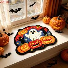 1pc High-Quality Cute Pumpkin Ghost Rug, Halloween, Bedroom Decor, Small Rug, Carpet, Home Decor, Living Room Rug, Living Room Small Rug, Bedroom Rug, Living Room Home Decor, Outdoor Rug, Washable Rug - Multicolor - View 5