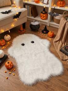 1pc White Long Fur Ghost Shaped Rug, Thick Carpet, Fluffy Carpet, Autumn/Winter Carpet, Decorative Carpet, Home Decor, Bedroom Carpet, Living Room Home Decor, Christmas Gift - Multicolor - View 2